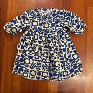 Hanna Andersson Blue and Cream Floral Kids Dress